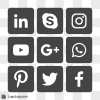 Square Social Media Icons - Dark